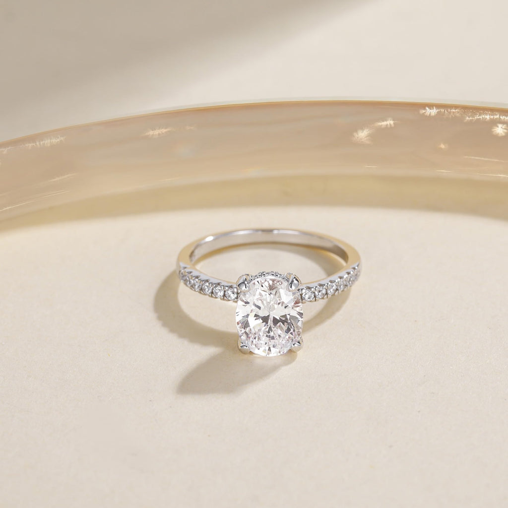 EAMTI 925 Sterling Silver Engagement Rings for Women Oval Cut Size 7