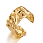 WOWORAMA Hammered Gold Chunky Cuff Bracelet for Women
