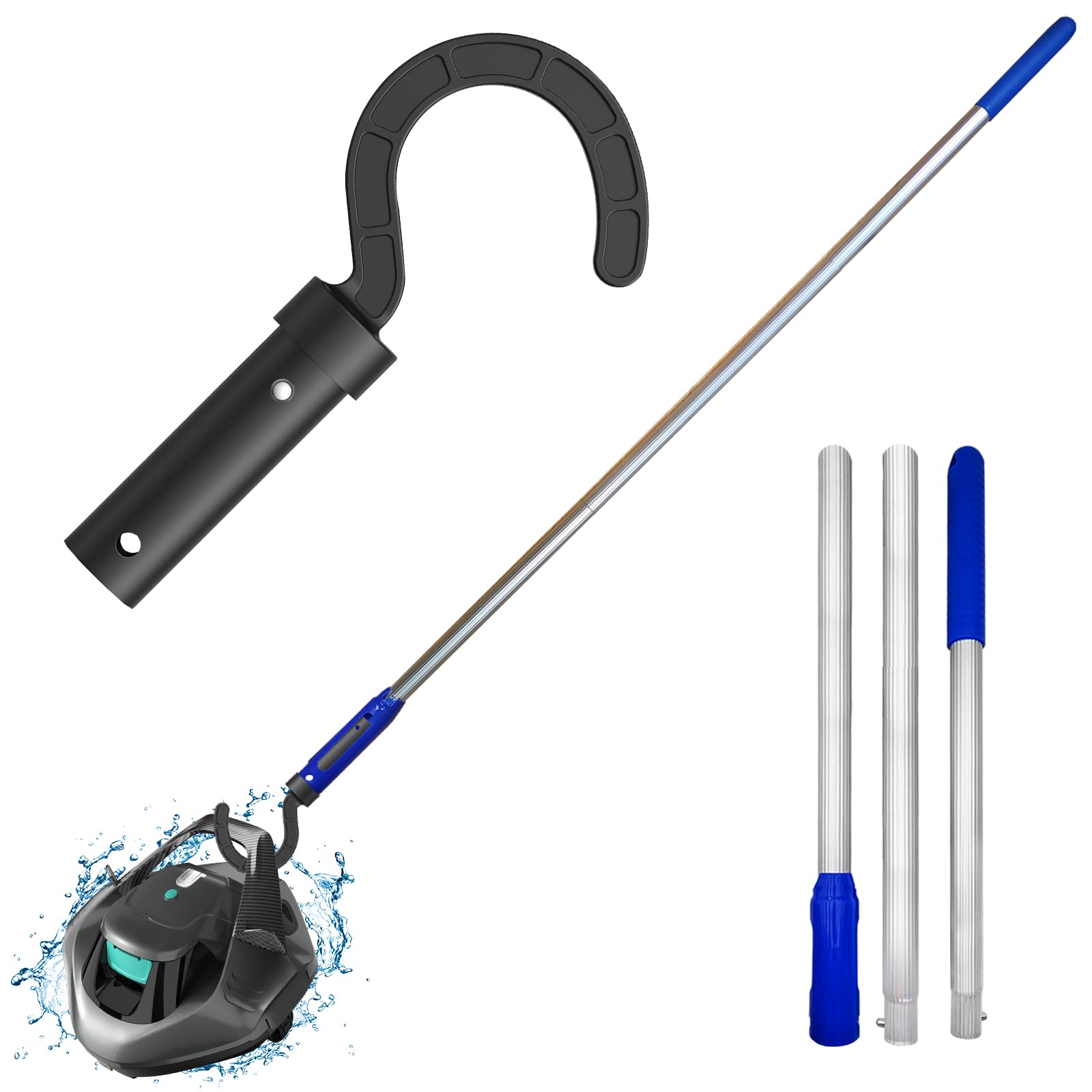 Hook for All Robotic Pool Cleaner with Swimming Pool Pole, Accessories Hook Customized for Pool Vacuum Robot Including Cordless,Above Ground and Underwater