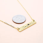 Personalized Long Distance Necklace Custom State Country Engraved Bar Pendant Stainless Steel Adjustable Cable Chain Jewelry for Couples Family Friends Deployment Relationship Keepsake