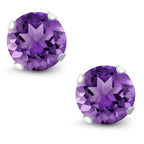 Gem Stone King 1.50 Cttw Round Purple Amethyst Stud Earrings For Women