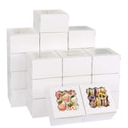 120pcs Small Cookie Boxes with Window, 4x4x2.5 In White Bakery Boxes