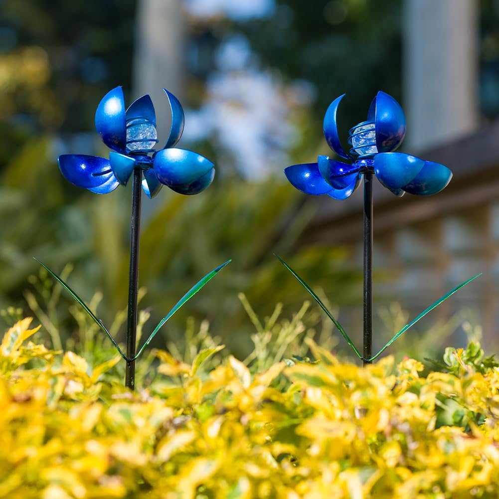 SATHGA Metal Wind Spinners Outdoor,2Pack Pinwheels for Yard and Garden, Decorative Garden Stakes for Patio,Lawn, Outdoor