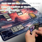 MTG Playmat Size 24x14in Free Storage Bags Non-Slip Backing, Ideal for Card Game Enthusiasts TCG Playmat (Red Sky at Night-Deck)