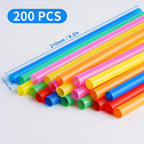 200 Pcs Jumbo Smoothie Straws,Colorful Disposable Wide-mouthed Large Straw.
