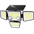 LYWALT Solar Outdoor Lights - 3000LM 188 LED Motion Sensor Outdoor Lights, 4 Heads IP65 Waterproof Powered Security Flood Lights, 270°Wide Lighting Angle Wall Light with Sensors for Backyard Yard