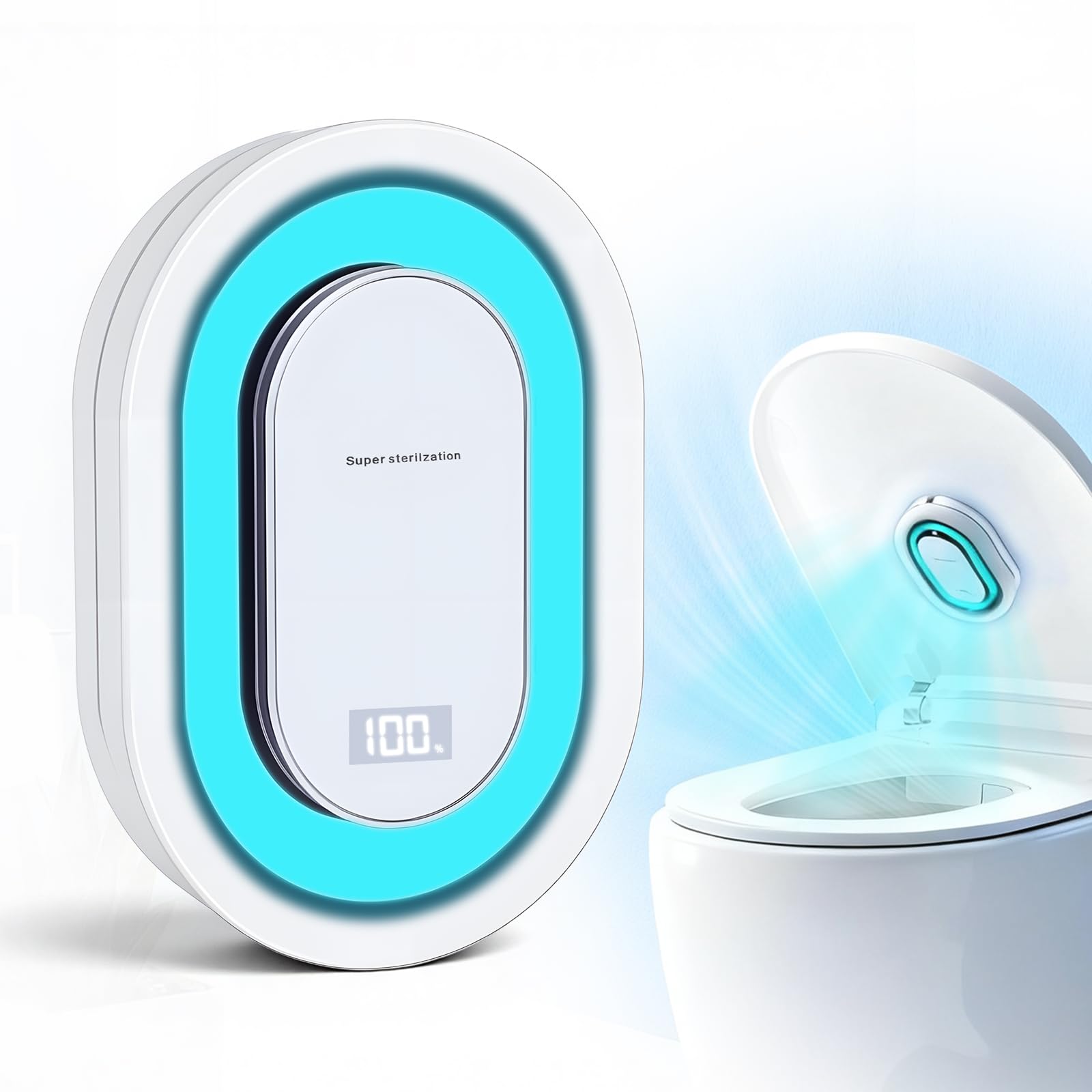 XuEpeTim Smart Toilet UV-C Sanitizing & Odor-Control System – Motion-Activated, Chemical-Free Automatic Deodorizer with Safety Sensor & Long-Life Rechargeable Battery