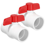 EPHECH 2PCS 2" PVC Ball Valve, SCH40 Slip PVC Water Pipe Valve with Easy Turn Red T-Handle, Shut-Off PVC Ball Valve Socket for Swimming Pool, Sprinkler Lines, Outdoor Plumbing & Irrigation System