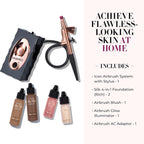 Luminess Air Icon Makeup Airbrush System and 4-Piece Foundation Starter Kit, Rich Coverage - Quick, Easy & Long Lasting Application - Includes Silk 4-In-1 Foundation, Highlighter & Blush
