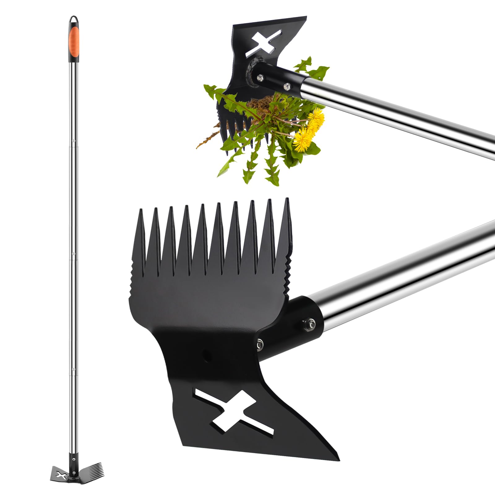 NICOFPHY Larger Weed Puller Tool with Long Handle for Garden, Yard and Lawn
