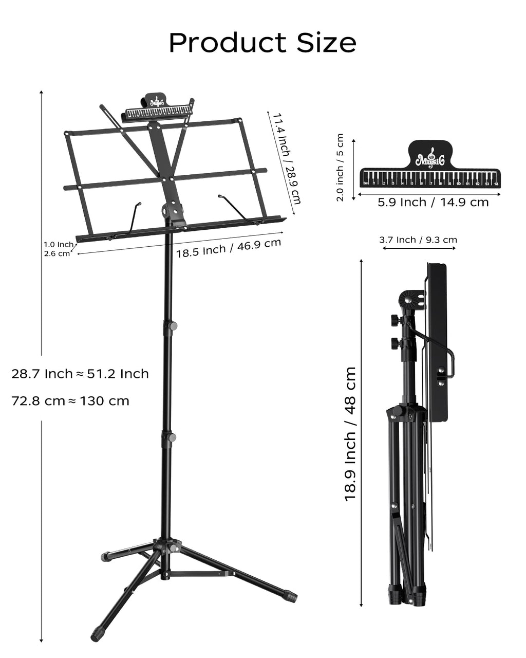 K KASONIC Music Stand, 2 in 1 Folding Sheet Music & Book Stand With Bag