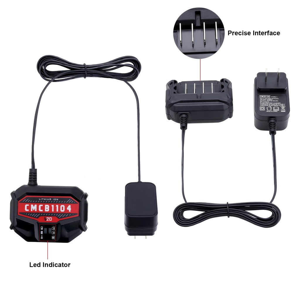 ELEFLY Compatible with Craftsman 20V Battery CMCB1104 Fast Charger, Compatible with Craftsman 20V Lithium Battery CMCB201 CMCB202 CMCB205 CMCB209 CMCB206 CMCB202-2