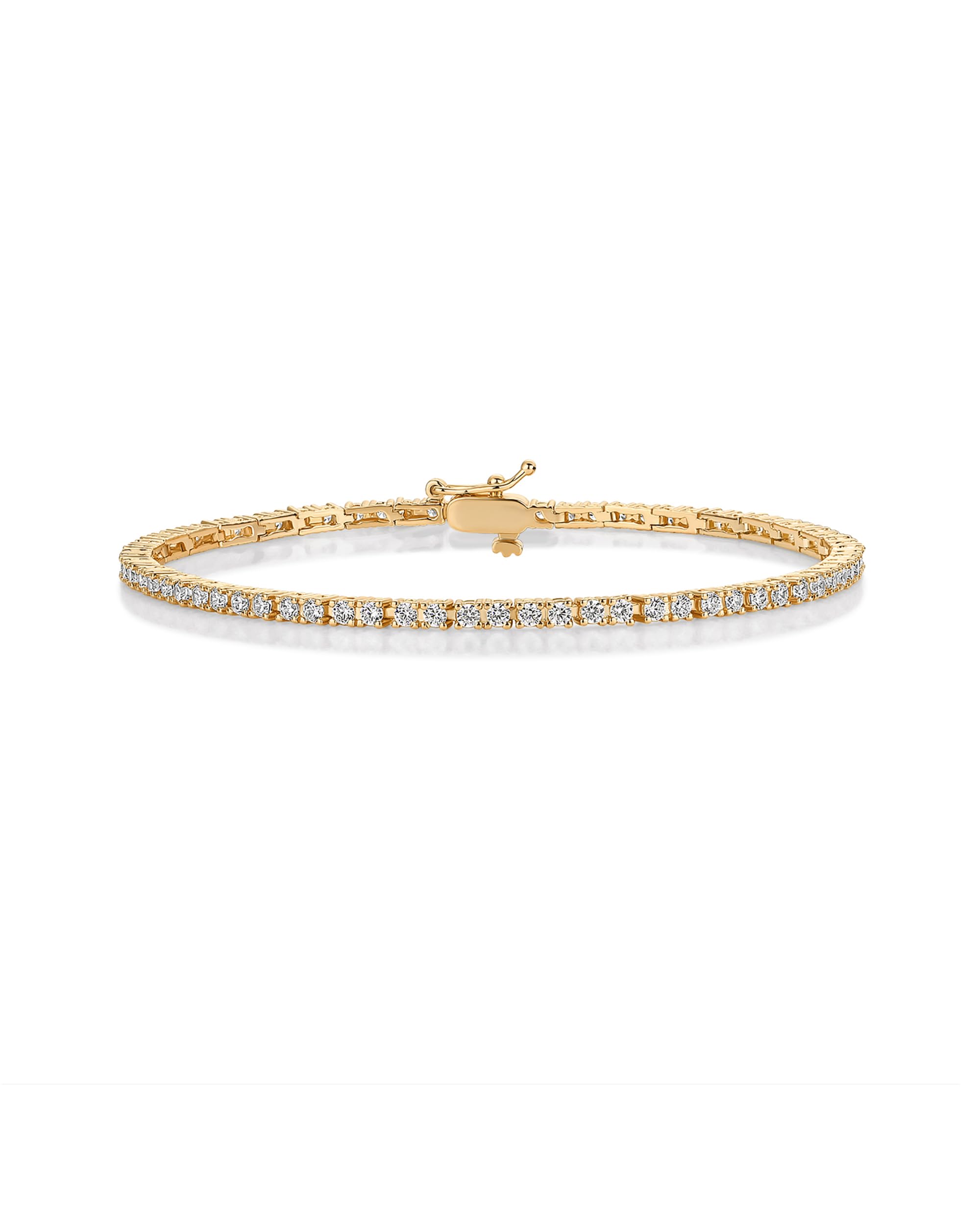 PAVOI CZ Classic Tennis Bracelet for Women, 14K Gold Plated, Yellow Gold