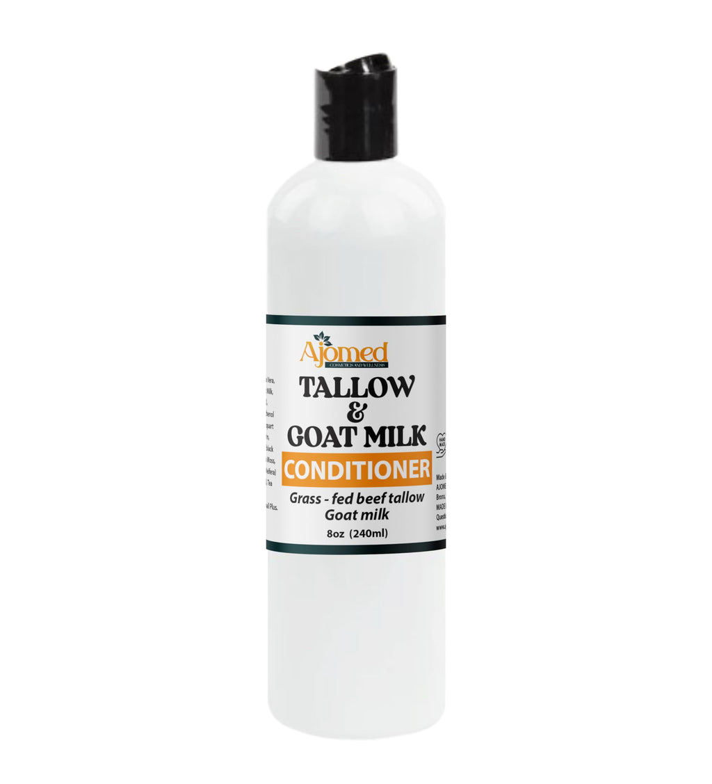 Beef Tallow & Goat Milk Shampoo and Conditioner Set - Handmade Hair Care for Thinning Relief, Sea Moss Shampoo and Conditioner, Thickening Formula for Hair Regrowth (Shampoo & Conditioner 8 Oz)