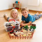 Kimicare 3 Pack Farm Toy Tractor with 40pcs Plastic Farm Animals Figurines and Fence Farm Playset, Farm Figures Farmer Vehicle Toy Truck with Trailer Birthday Gifts Christmas Stocking Stuffers