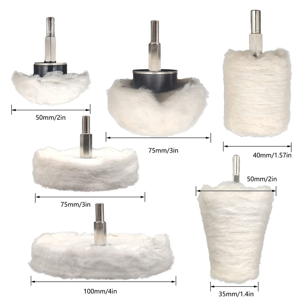 Tworider 6 pcs Buffing Wheel for Drill,Buffing Pad Polishing Wheel Kits,Wheel Shaped Polishing Tool for Metal Aluminum,Stainless Steel,Chrome,Jewelry,Wood,Plastic,Ceramic,Glass,etc