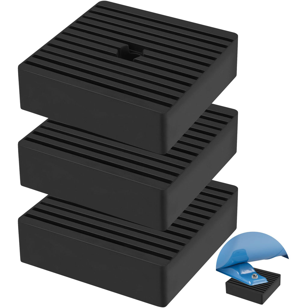 3 Pack Anti Vibration Pads for Washing Machine 4"x4"x1.2", Sound Isolation Vibrating Pad, 0.59" Pre-Drill Hole Ribbed Rubber Damping Mat for Air Compressors, Conditioner, Treadmill, HVAC Washer Dryer