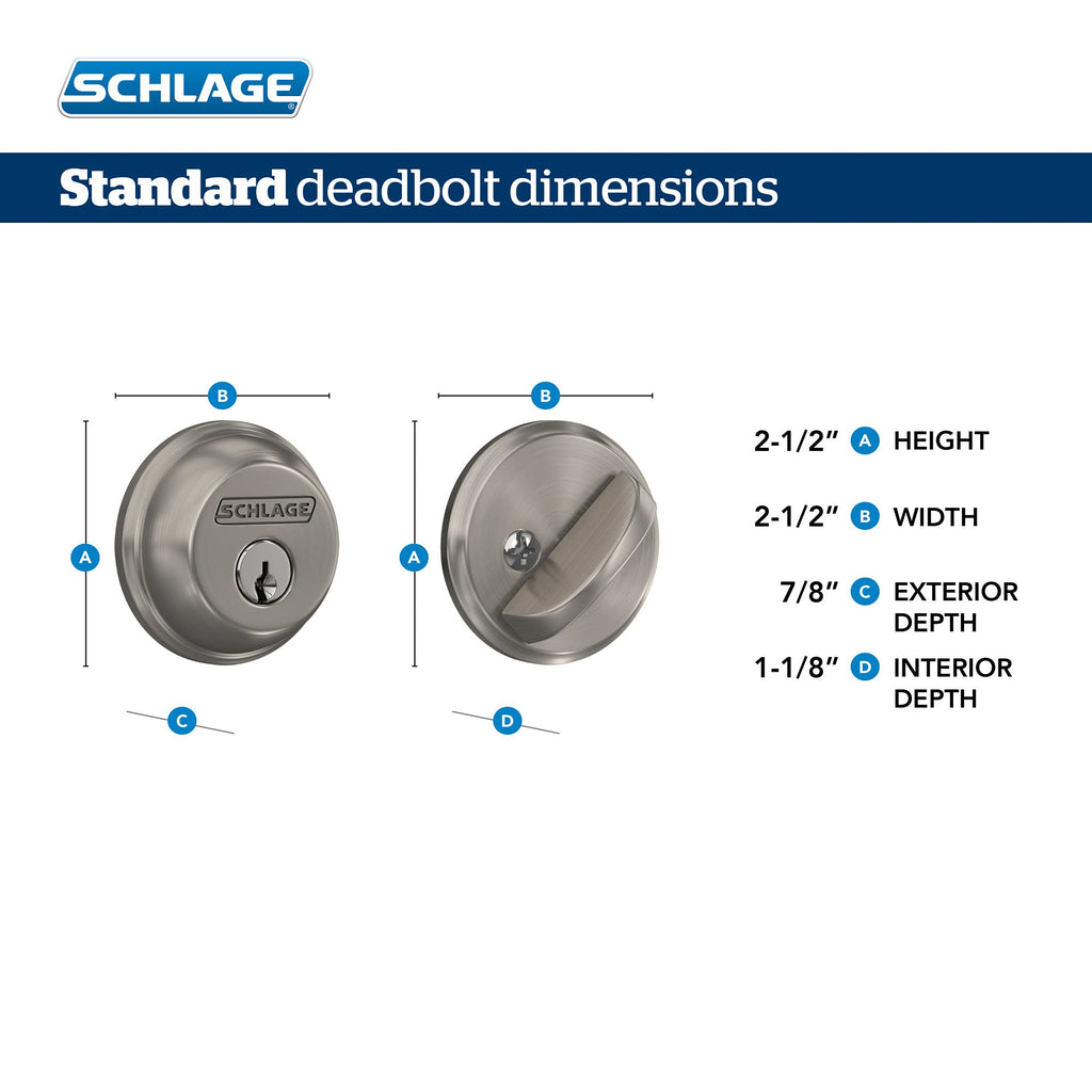 Schlage B60 N 622 Deadbolt, Keyed 1 Side, Highest Residential Security, Matte Black