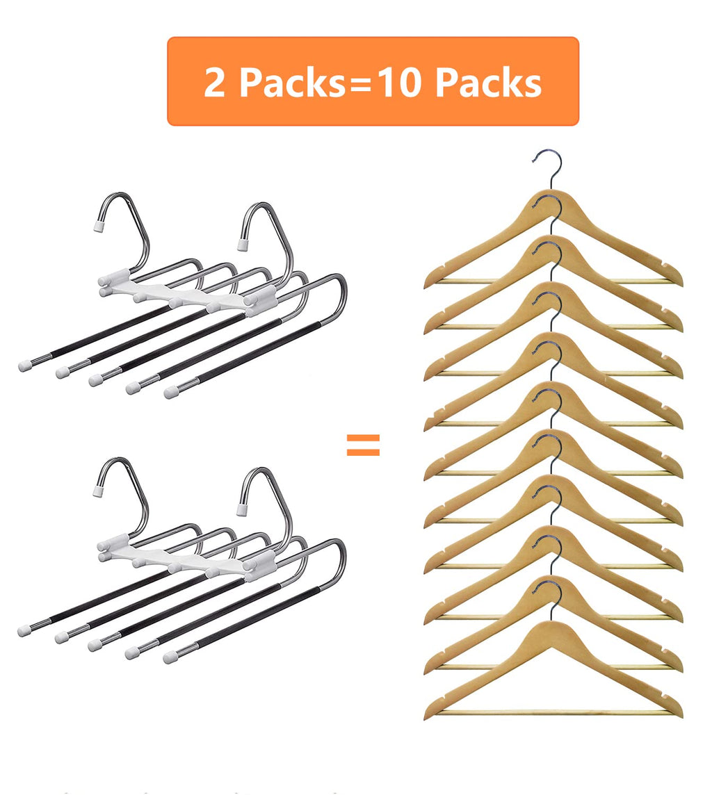 Kalimdor Pants Hangers 2 Pack Space Saving Metal Closet Organizer,Clothes Pants Hangers,Anti-Slip Design,Closet Organizers and Storage for Pants Jeans Skirts Scarf Legging