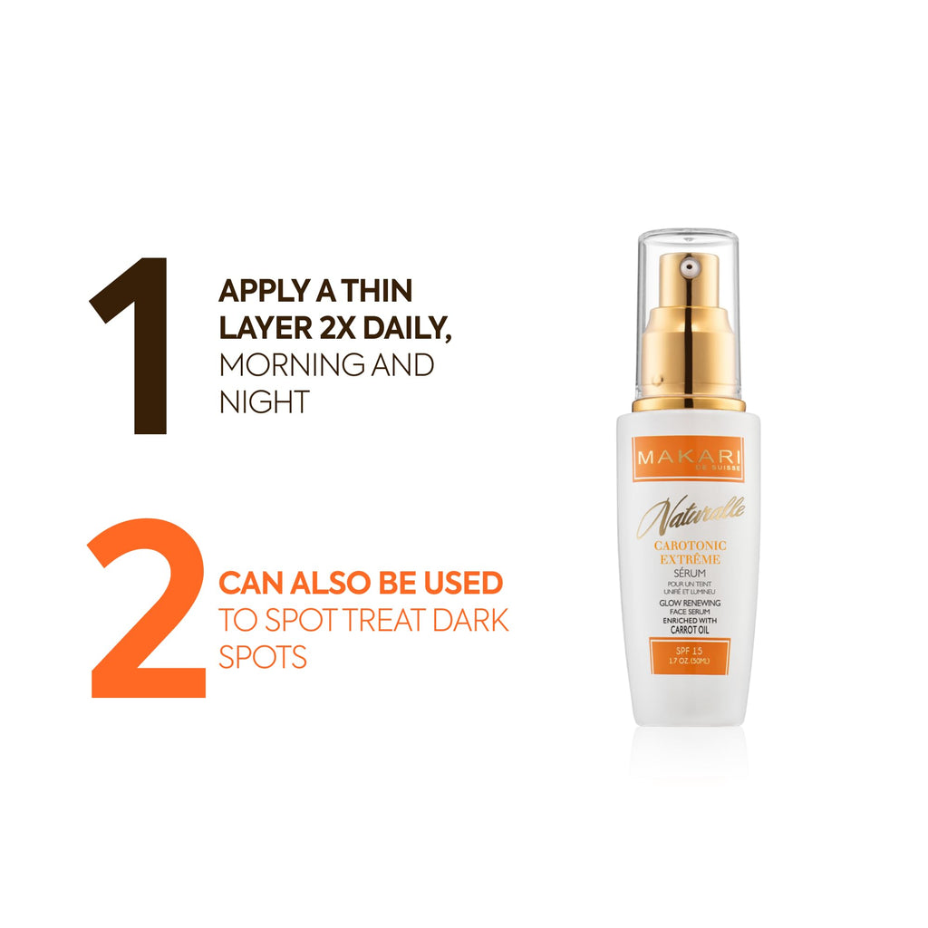 Makari Naturalle Carotonic Extreme Brightening Serum SPF15 (1.7 oz) | Helps Improve the Look of Blemishes & Uneven Areas | Brightening & Smoothing Formula with Antioxidant Support