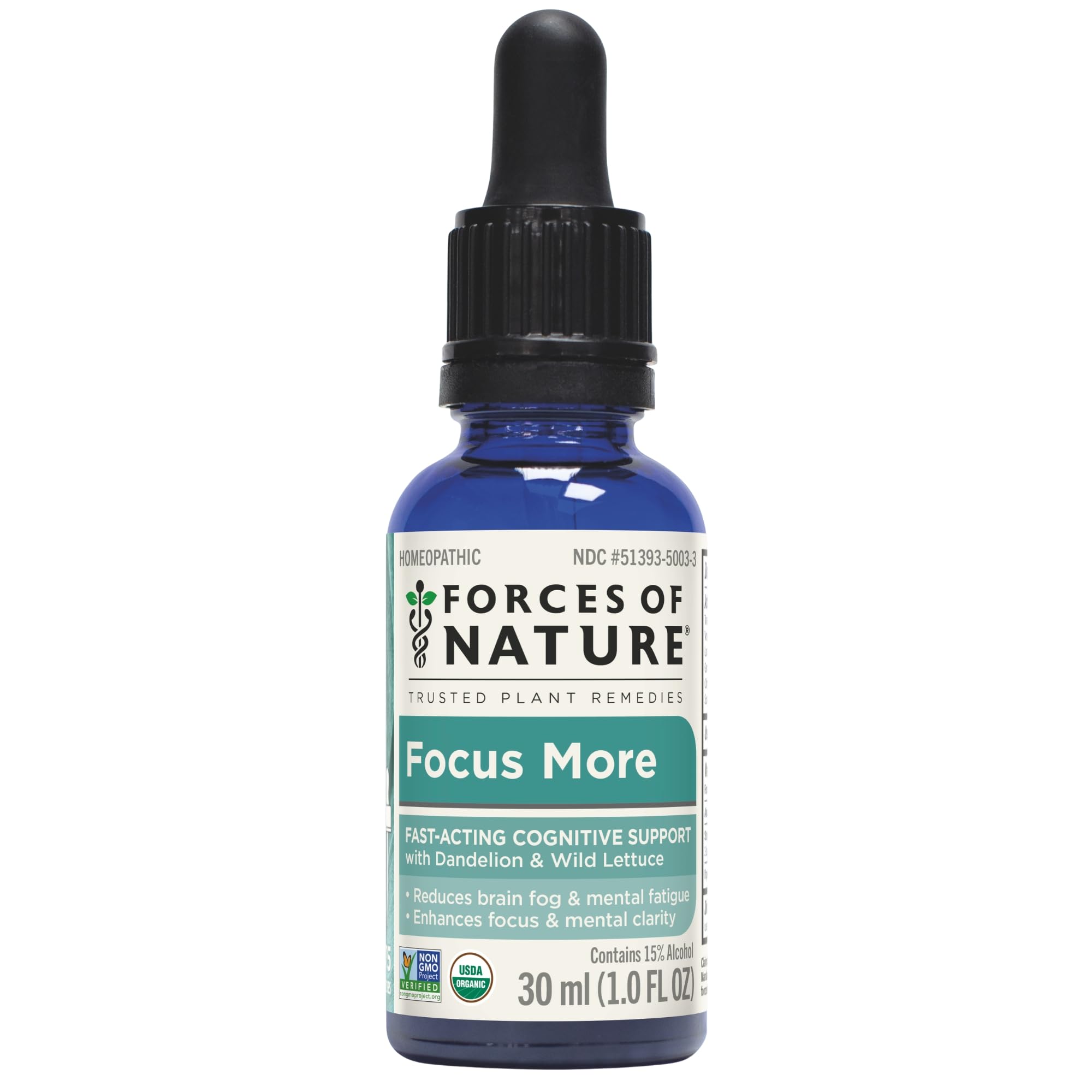 Forces of Nature Focus Supplement, Focus More Homeopathic Medicine, Nootropics Brain Support Supplement, Helps Memory & Concentration, 1 fl oz