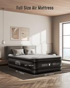 Airefina Air Mattress Full with Built in Pump, 18" Comfort Blow Up Mattress Quick Inflation/Deflation, Inflatable Mattress with Carrying Bag Portable for Guest Home Full Size Colchones Inflables