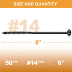 VIGRUE Deck Screws, Wood Screws - Star Drive Decking Screws for Timber, Log, Landscaping Wood, Rust-Resistant, Easy to Install, DIY Projector & Wood Working (50PCS #14X6)