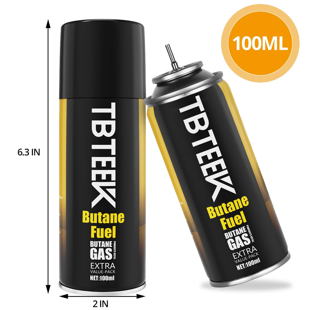 TBTeek Butane Refill, Ultra-Refined Lighter Fluid Refill, 100ml Butane Fuel Refill, Butane Canister for Torch Lighter, Butane Torch, Kitchen Blow Torch (2 Can)