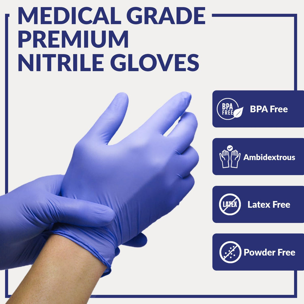 Klex Nitrile Exam Gloves - Medical Grade, Powder Free, Rubber Latex Free, Disposable Examination Grade Glove, Strong Food Safe, Lavender L Large, Box of 100