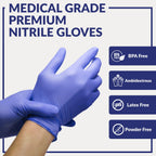 Klex Nitrile Exam Gloves - Medical Grade, Powder Free, Rubber Latex Free, Disposable Examination Grade Glove, Strong Food Safe, Lavender L Large, Box of 100
