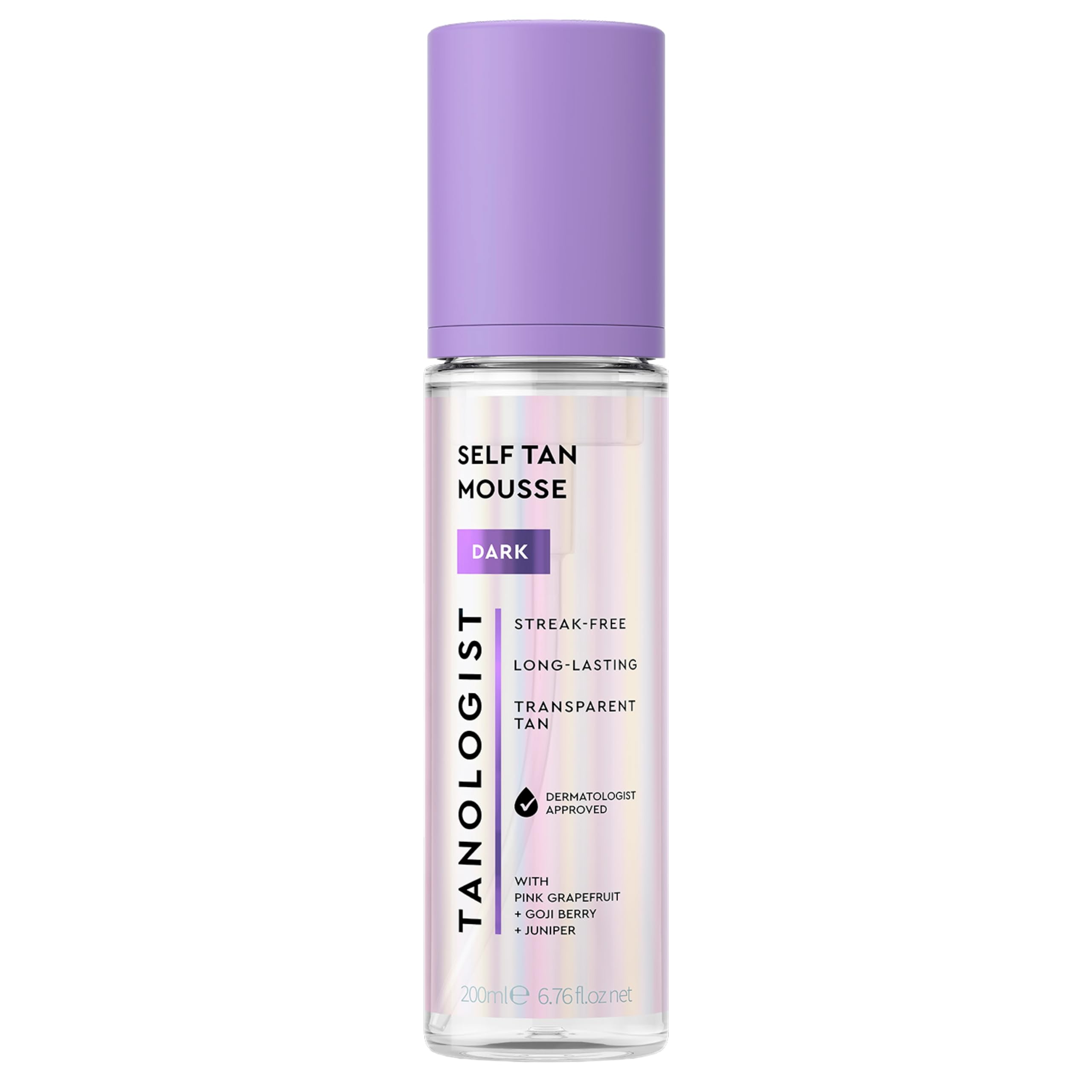 Tanologist Dark Self Tan Mousse, Clear Self-Tanning Mousse, Streak-Free, Natural Glow, No Fake Tan Smell Or Orange Tone, Long Lasting, Clean Ingredients, Vegan, 6.76 fl. oz/200 ml Bottle