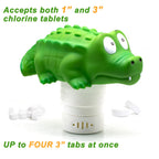 WWD POOL Pool Chlorine Floater, Floating Pool Chlorine Dispenser (Alligator), Fits 1 and 3 Inch Tablets for Large and Small Pools, Spa, Hot Tub