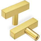 AEEKEL 30 Pack Brushed Brass Cabinet Knobs Single Hole Drawer Pulls, 2" Length Square Stainless Steel Kitchen Handles for Bedroom Bathroom Office