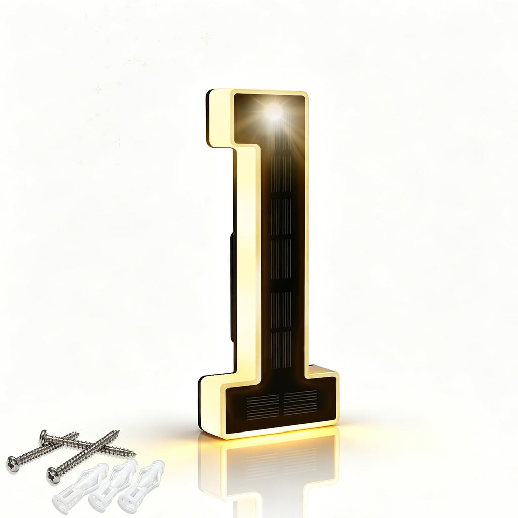 DIBMS 6.7 Inch Solar Lighted House Numbers for Outside Lighting, Waterproof LED Illuminated Address Sign, Personalized Backlit Number for Home Exterior Apartments Hotels Factories(Number 7-Black)