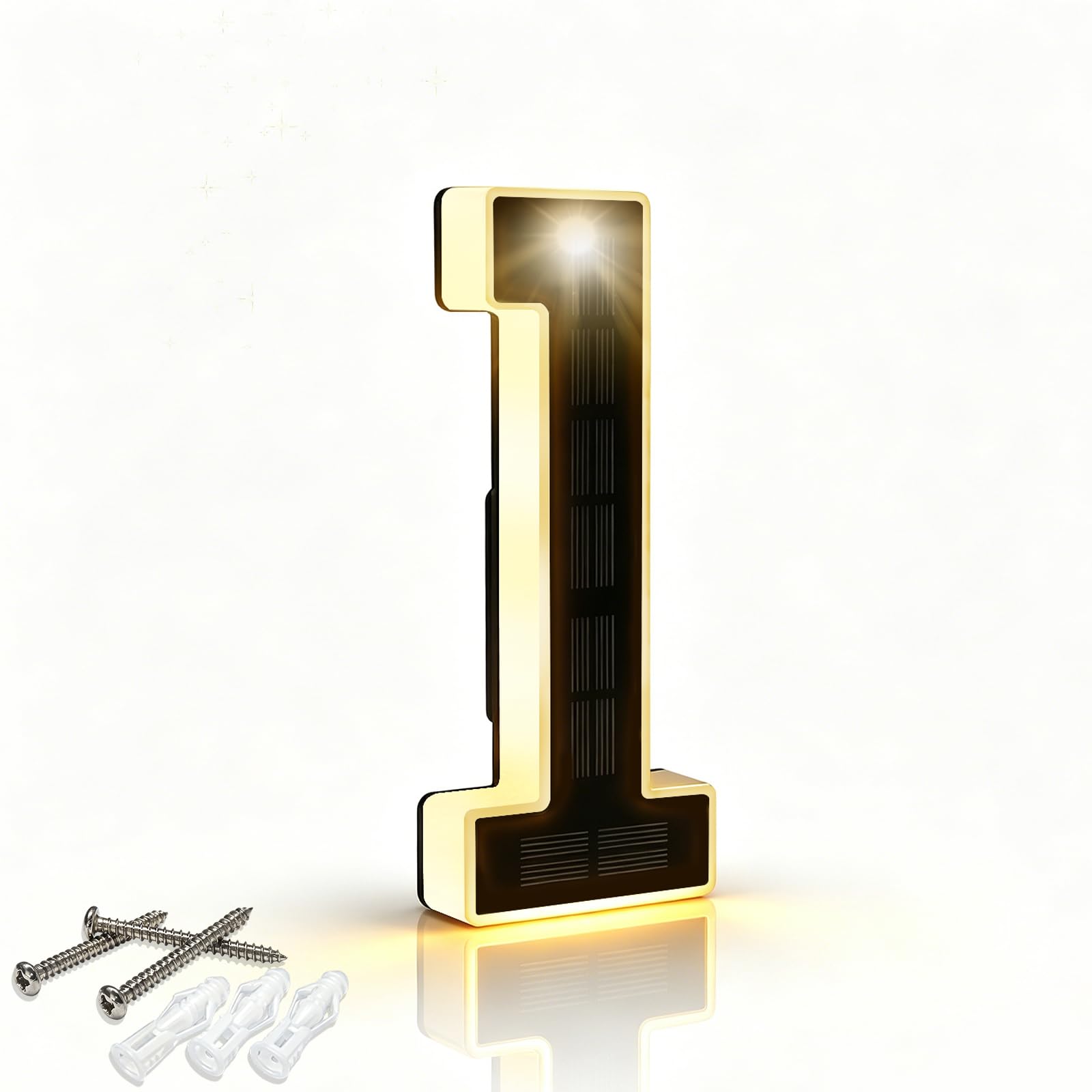 DIBMS 6.7 Inch Solar Lighted House Numbers for Outside Lighting, Waterproof LED Illuminated Address Sign, Personalized Backlit Number for Home Exterior Apartments Hotels Factories(Number 7-Black)
