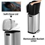 KdbK Kitchen Trash Can with Lid, 13 Gal Stainless Steel Pedal Garbage Can