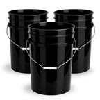 ePackageSupply 5 Gallon Bucket - Food Grade Bucket, Metal Handle Grip, BPA-Free, Heavy-Duty 90 Mil HDPE Plastic Pail, Stackable Utility Container, Made in USA, Lid Not Included, Black, 3 Packs
