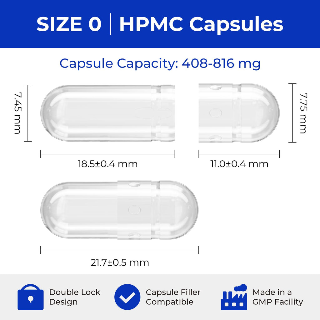 ATLEMISME Empty Vegan Capsules Size 0 - Vegan Capsules Empty (1000 Count) DIY Vegetable Capsule Filling
