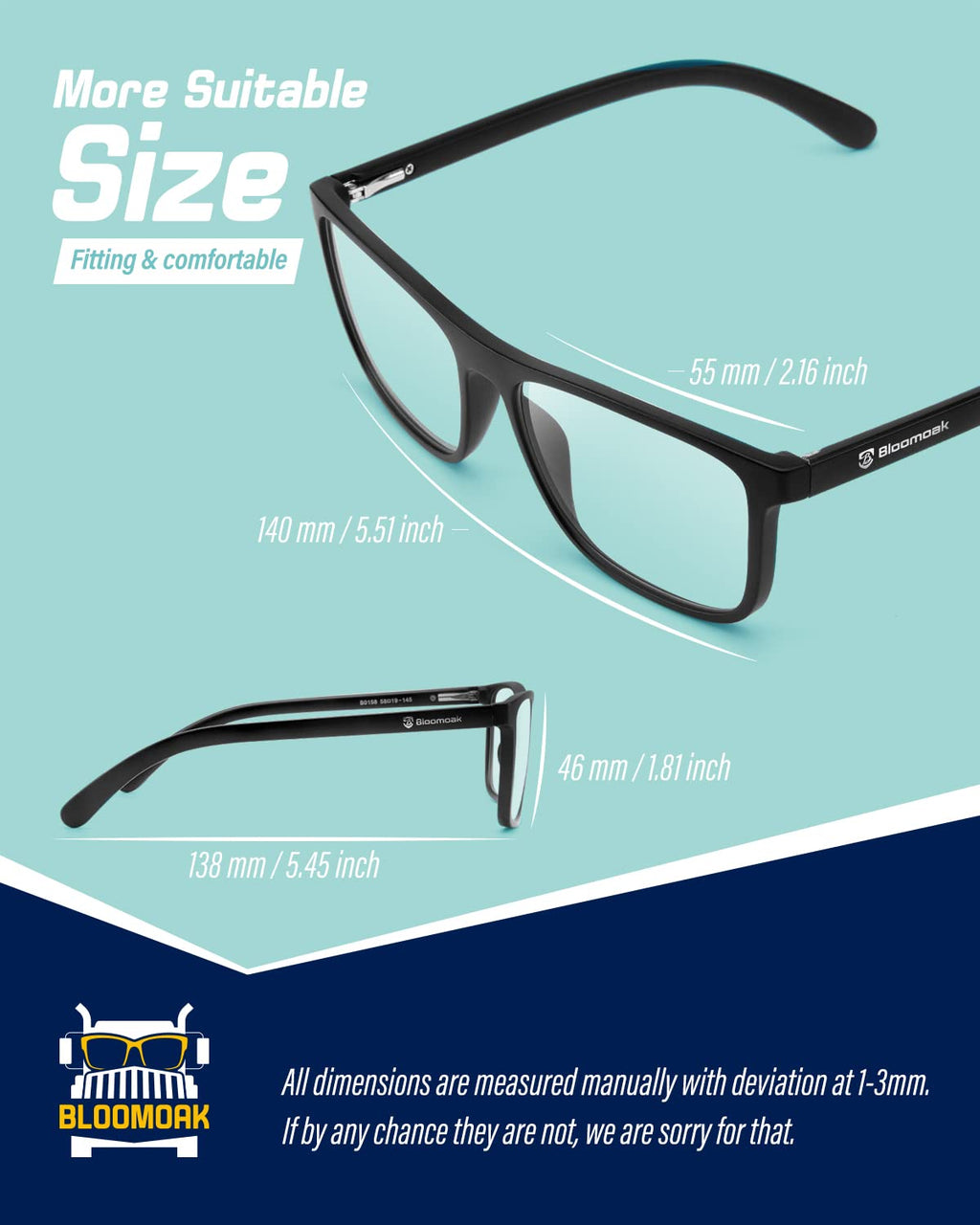 B BLOOMOAK Clear Night Driving Glasses, Anti-Glare Night Vision Glasses with AR Coating, Lightweight PC Lenses for Men Women