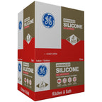 GE Advanced Silicone Caulk for Kitchen & Bathroom, Clear, 10 fl oz Cartridge, 12 Pack - 100% Waterproof Silicone Sealant, 5X Stronger Adhesion, Shrink & Crack Proof