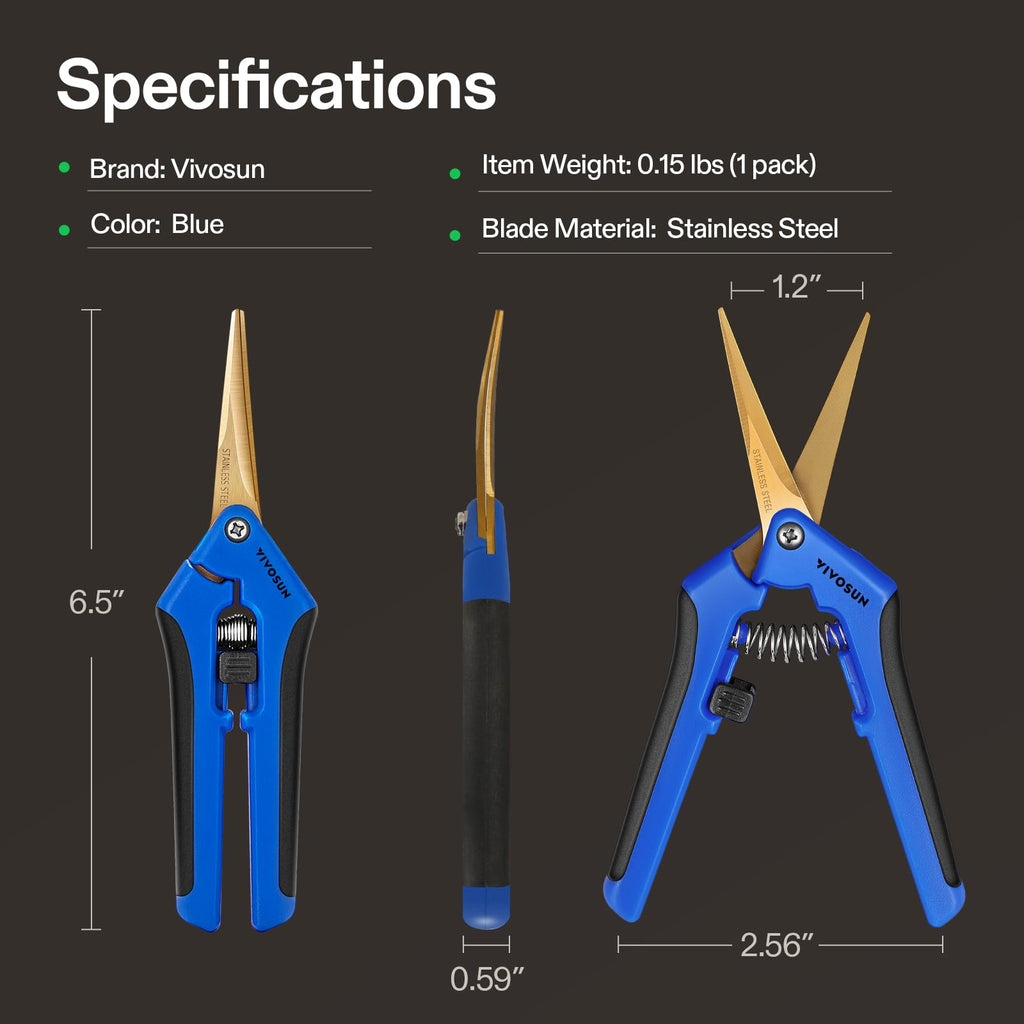 VIVOSUN 6.5 Inch Garden Scissors, Blue Pruning Shears for Plants, 6-Pack