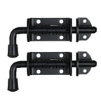 JQK Spring Loaded Barrel Bolt Latch, Heavy Duty 304 Stainless Steel Thickened 3mm Door Lock, 6.3 Inch Black, HSB410-BK-P2