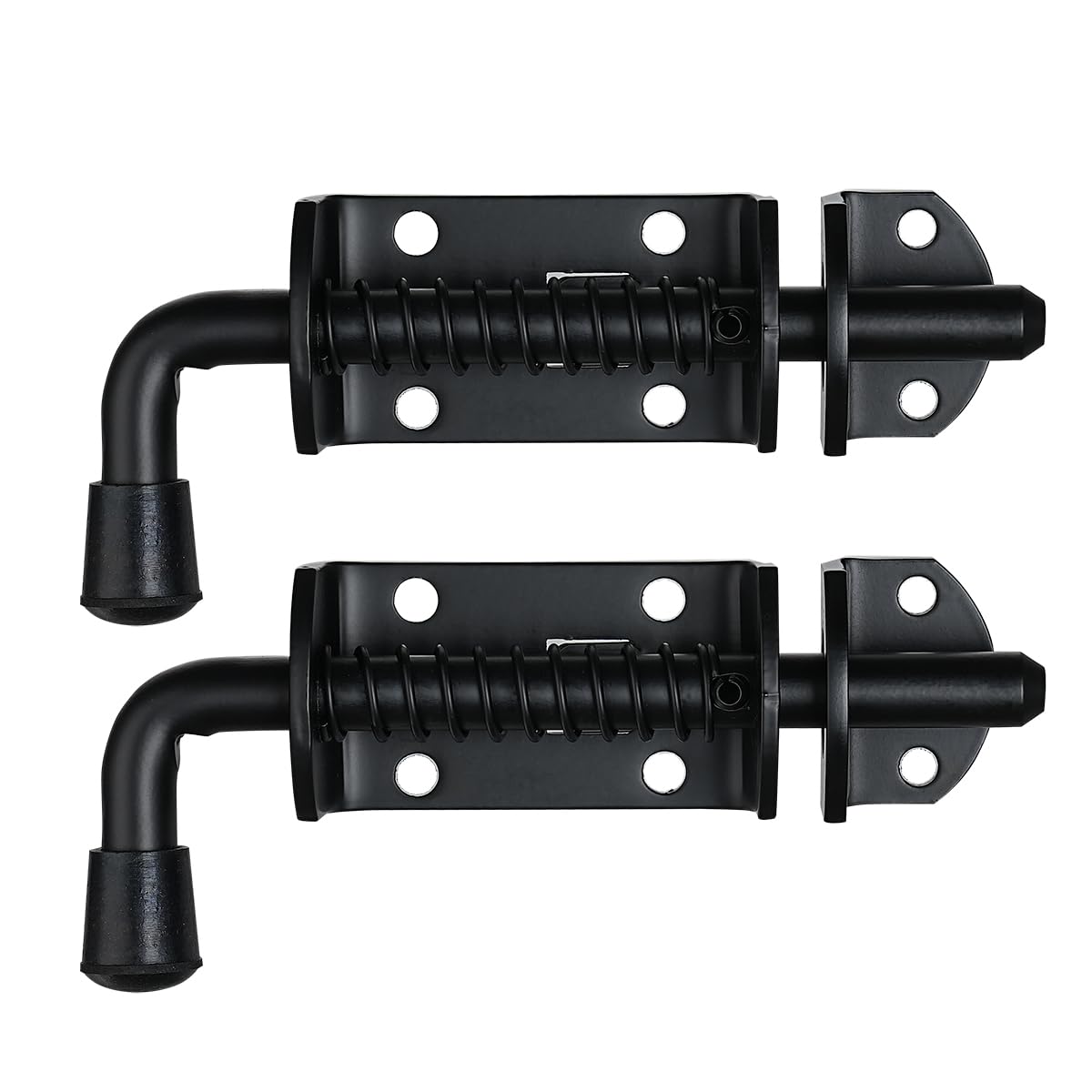 JQK Spring Loaded Barrel Bolt Latch, Heavy Duty 304 Stainless Steel Thickened 3mm Door Lock, 6.3 Inch Black, HSB410-BK-P2