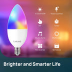 Linkind Matter Smart Bulbs, E12 Led Bulb Works with Alexa/Apple Home/Google Home, Smart Light Bulbs, WiFi Candelabra B11 Bulbs, RGBTW Color Changing Light Bulb, 2.4Ghz WiFi Bulb, 470 LM 4 Pack
