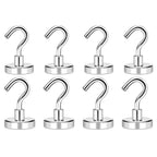 MIKEDE Magnetic Hooks 50Lbs Heavy Duty Earth Magnets with Hooks for Cruise Cabin Strong Magnet Hooks for Hanging Super Metal Magnetic Hanger for Grill Fridge Kitchen - Pack of 8