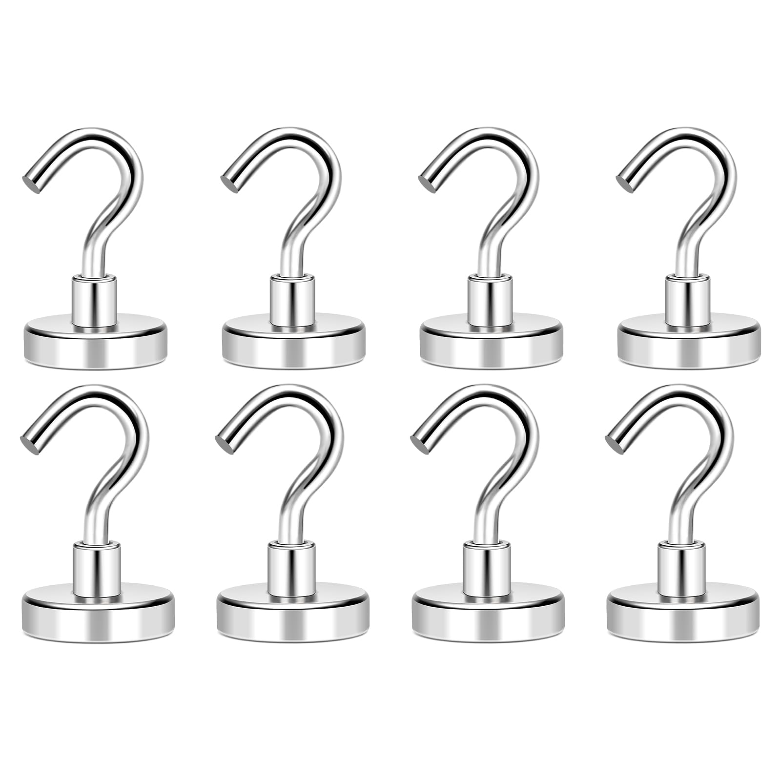 MIKEDE Magnetic Hooks 50Lbs Heavy Duty Earth Magnets with Hooks for Cruise Cabin Strong Magnet Hooks for Hanging Super Metal Magnetic Hanger for Grill Fridge Kitchen - Pack of 8