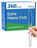Dealusy 360 Count Extra Heavy Duty Clear Plastic Knives Disposable