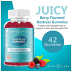 GeriCare DeStress Gummies with GABA, L-Theanine & Lemon Balm, Berry Flavor, 42 Count, Supports Relaxation & Mental Clarity, Non-GMO, Gluten-Free, Vegan (2 Pack)