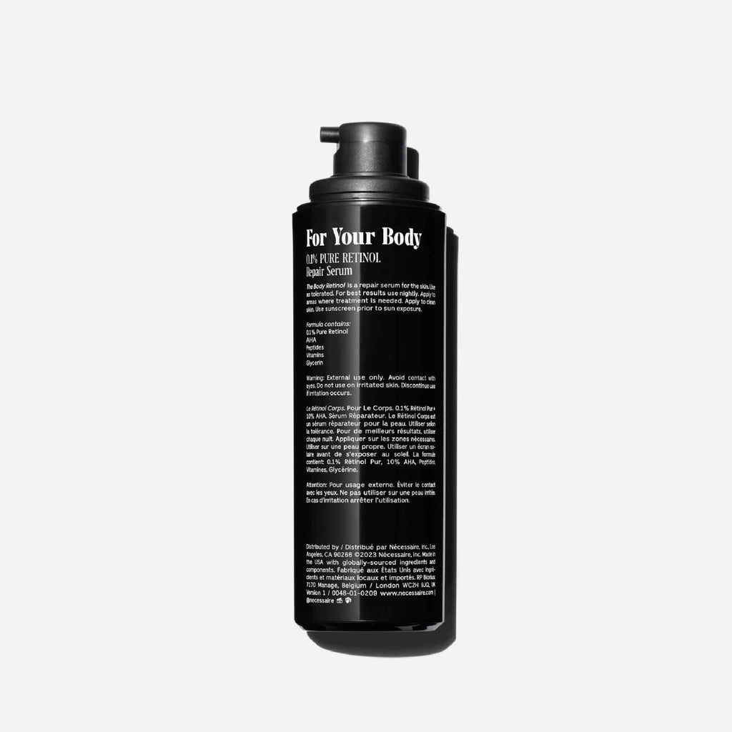 Nécessaire The Body Retinol - Firming Repair Serum + Retinol Body Lotion For Women & Men. Wrinkle + Line Prevention. 0.1% Pure + 10% AHA Crepey Skin Treatment. 5.1 oz