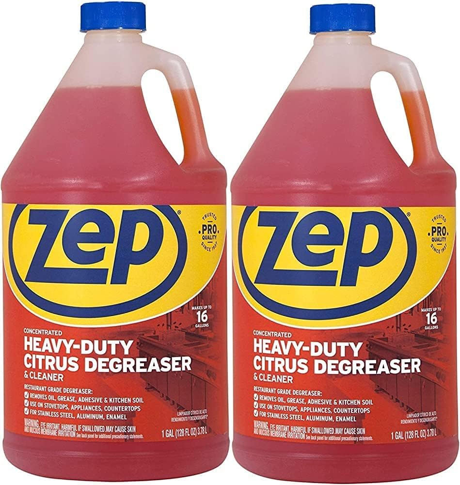 Zep Heavy-Duty Citrus Degreaser Refill - 1 Gallon (Case of 2) ZUCIT128 - Professional Strength Cleaner and Degreaser, Concentrated Pro Formula